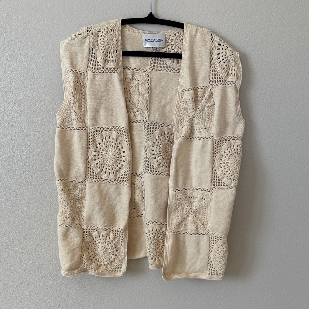 Emanuel Ungaro Cream Crochet Vest